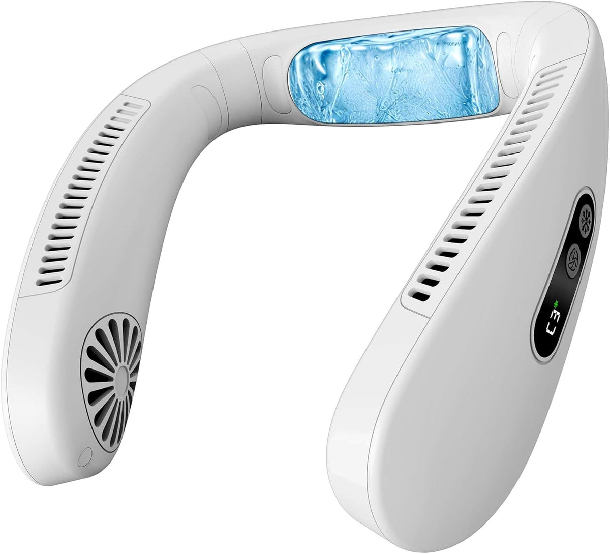 KOHA CoolMaster Ultra Neck Fan, Neck Air Conditioner, 2-in-1 Cooling Neck Fan Portable Rechargeable, Wearable Personal Fan, 5500mAh Large Battery, Ergonomic Design, Frost White