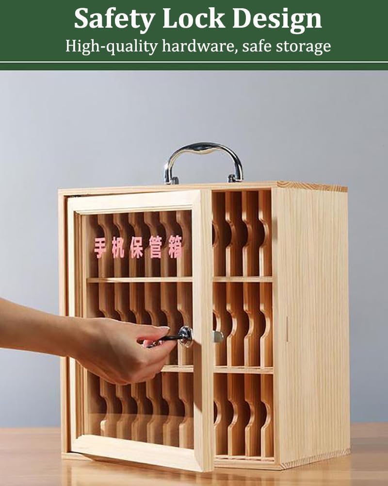 Cell Phone Charging Stations Phone Storage Cabinet 12/24/36/48/60 Slots Mobile Phone Storage Locker, Wooden Mobile Phone Storage Cabinet, Wall-Mounted Mobile Phone Storage Box With Charging ( 12grids)