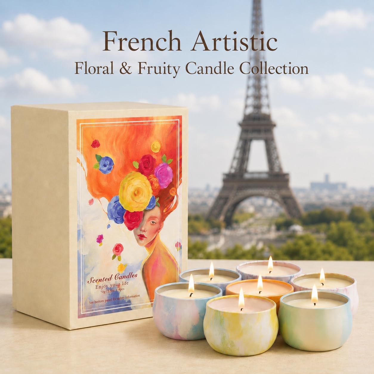 Candles, Scented Candles Gift Set for Women, 8 Pack Fruity Floral Soy Wax Aromatherapy Candles, Travel Tin Candles in Artist Gift Box, Birthday Gifts for Mom, Wife, Sister, Friend, Housewarming