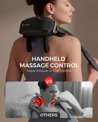 Upgraded Neck Massager for Pain Relief Deep Tissue, Cordless Neck and Shoulder Massager with Heat, 5 Modes Deep Tissue Kneading, Portable Shiatsu Massager for Back Leg Muscles, Home Office Travel Use
