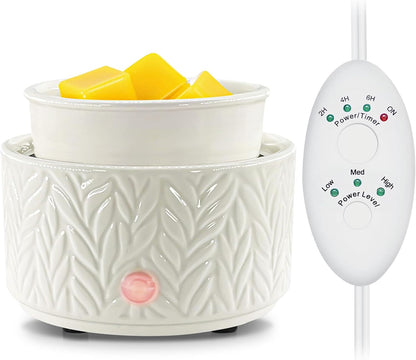 EQUSUPRO Wax Melt Warmer for Scented Wax Melts 3-in-1 Electric Ceramic Candle Wax Warmer Burner Fragrance Wax Melter for Home Office Bedroom Gift & Decor (Leaf)