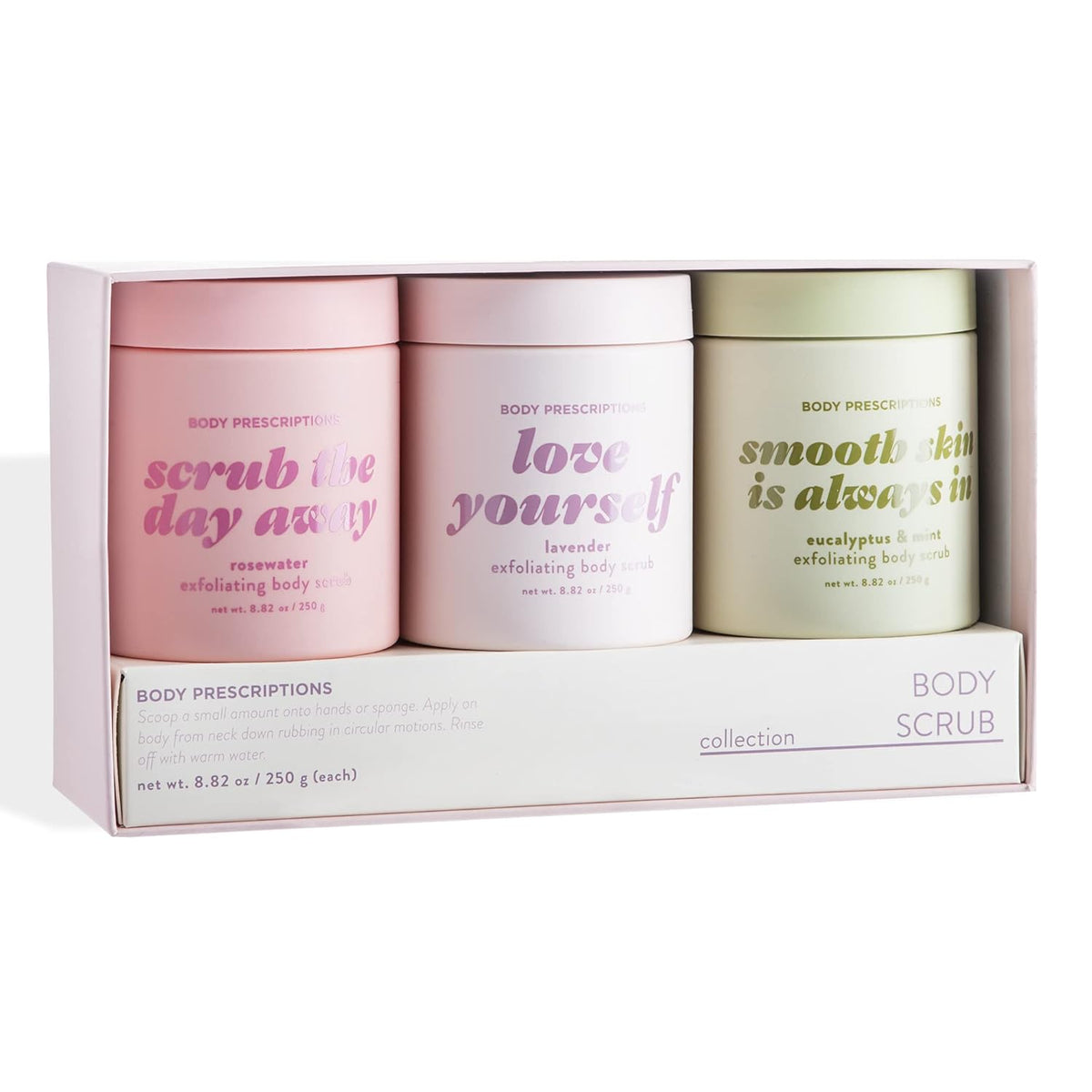 Body Prescriptions Exfoliating Body Scrub – Body Cleanser for Nourished, Ultra-Smooth Skin, Honey Citrus, Coconut Almond, and Sweet Mint