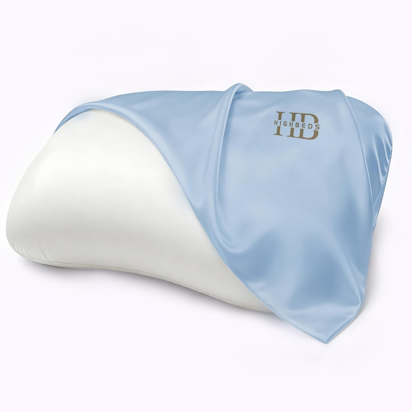 HighBeds Cervical Neck Pillow - Side Sleeper Pillow for Neck Pain Relief, Soft Ergonomic Memory Foam Pillows Ice Silk Zipperless Pillowcase, Eco-Friendly and Durable Material (White)