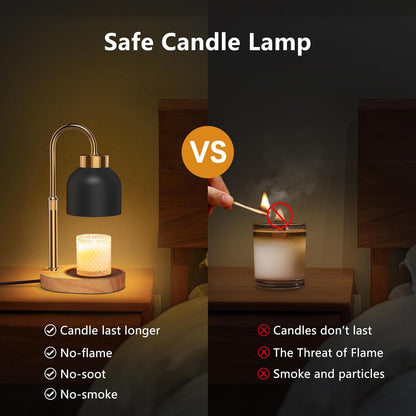 Candle Warmer Lamp with Timer and Dimmer, Height and Brightness Adjustable, Black Electric Wax Warmer for Women Mom, Best Birthday and House Warming Gift New Home Decor