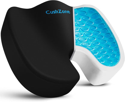 Office Chair Seat Cushion, Cooling Gel Enhanced Memory Foam Cushion for Long Sitting - Back, Sciatica, Coccyx, Tailbone Pain Relief Pillow - for Office, Gaming, Car, Wheelchair - Black, Large