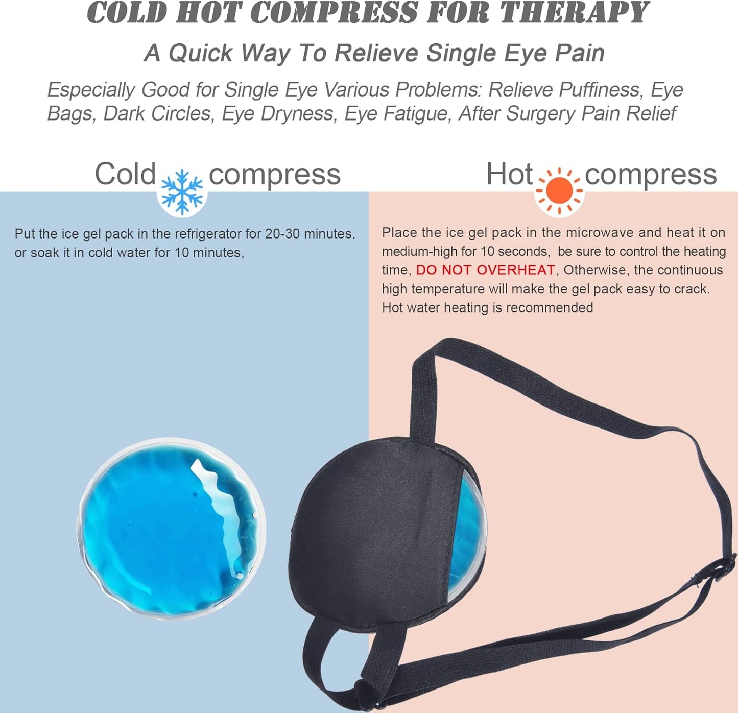Cooling Eye Patches for Puffy Eyes, Pure Silk Ice Eye Patch, Single Eye Mask, Medical One Eye Cover Cold Hot Therapy Strabismus Lazy Eyes After Surgery Adult Kid Pirate Eyepatch (Pink-New)