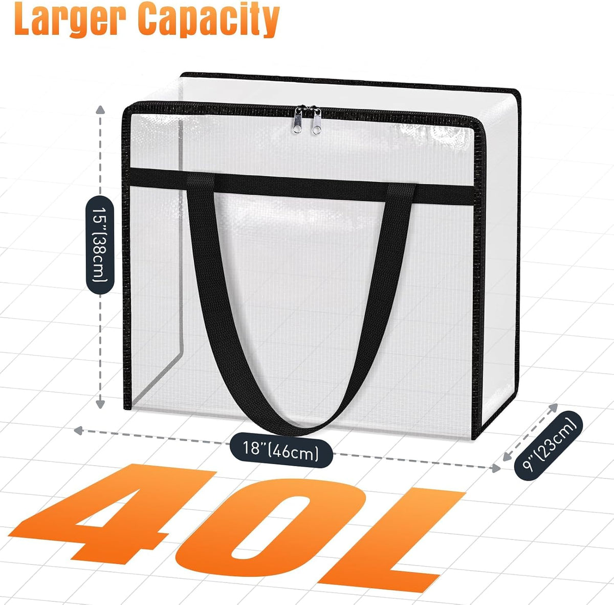 60L Clear Under Bed Storage Containers, Large Clothes Storage Bags
