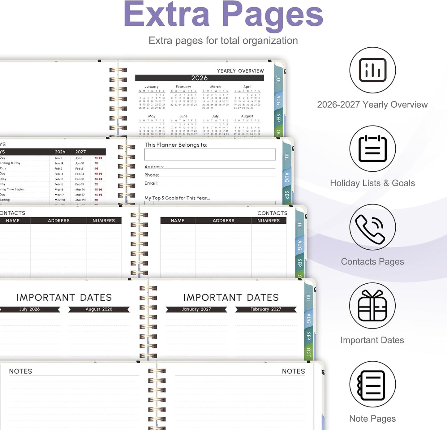 Planner 2026-2027, Weekly and Monthly Calendar Planner, JUL 2026 - JUN 2027 | Academic Year, Daily Agenda Book, A5(6.3'' x 8.5''), Sprial Bound, Inner Pocket, Office School Use