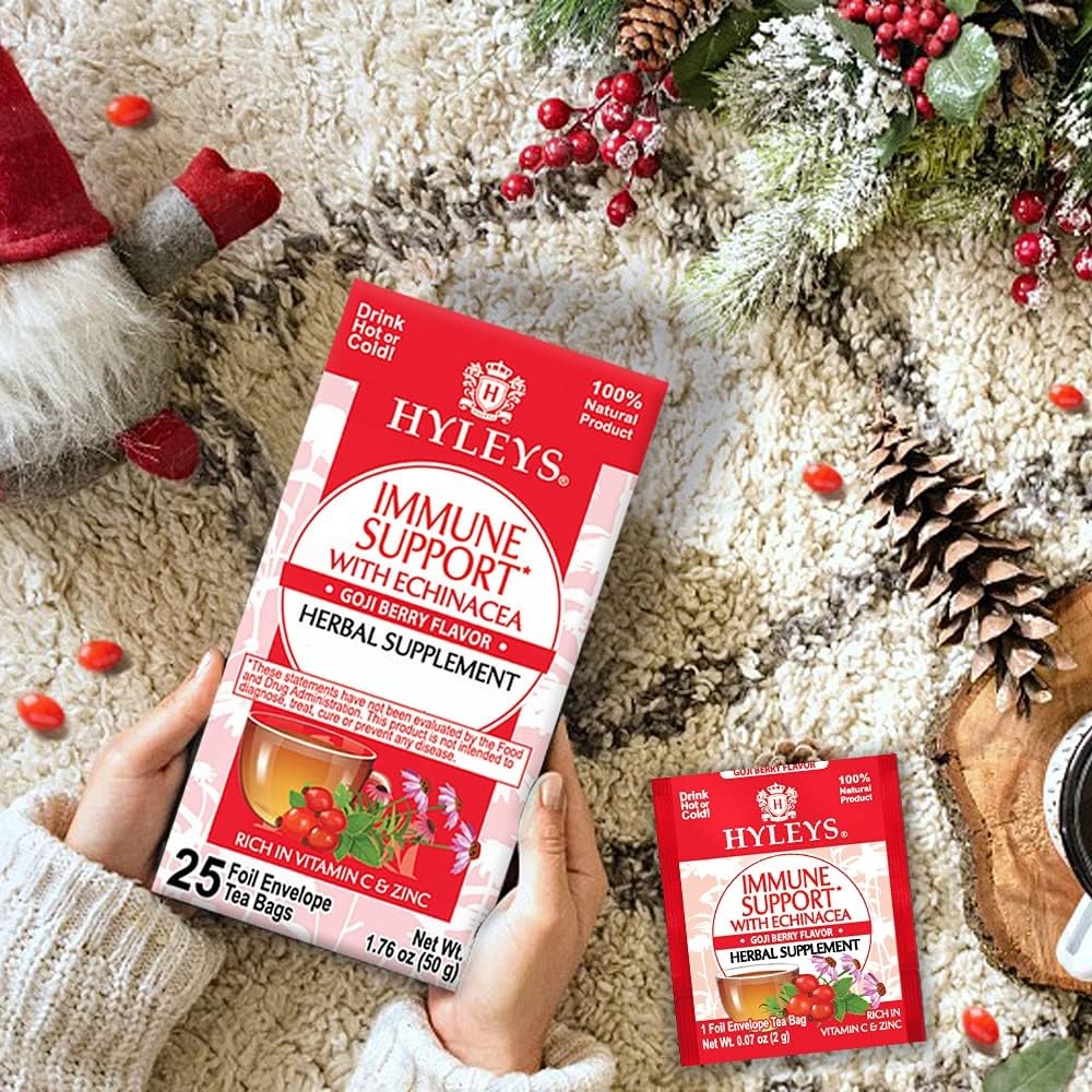 Hyleys Immunity Tea With Echinacea Goji Berry Flavor - 25 Tea Bags (1 Pack) - Support Your Immune System