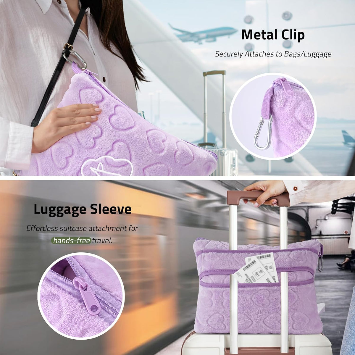 Travel Blanket Pillow,Airplane Blanket Compact with Bag Eye Mask, Ultra-Soft,Warm & Lightweight Included,Travel Essentials for Women & Men, Luggage Sleeve & Backpack Clip 65x40 in, Grey