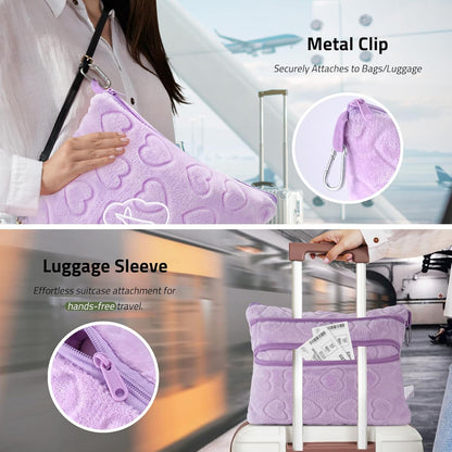 Travel Blanket Pillow,Airplane Blanket Compact with Bag Eye Mask, Ultra-Soft,Warm & Lightweight Included,Travel Essentials for Women & Men, Luggage Sleeve & Backpack Clip 65x40 in, Grey