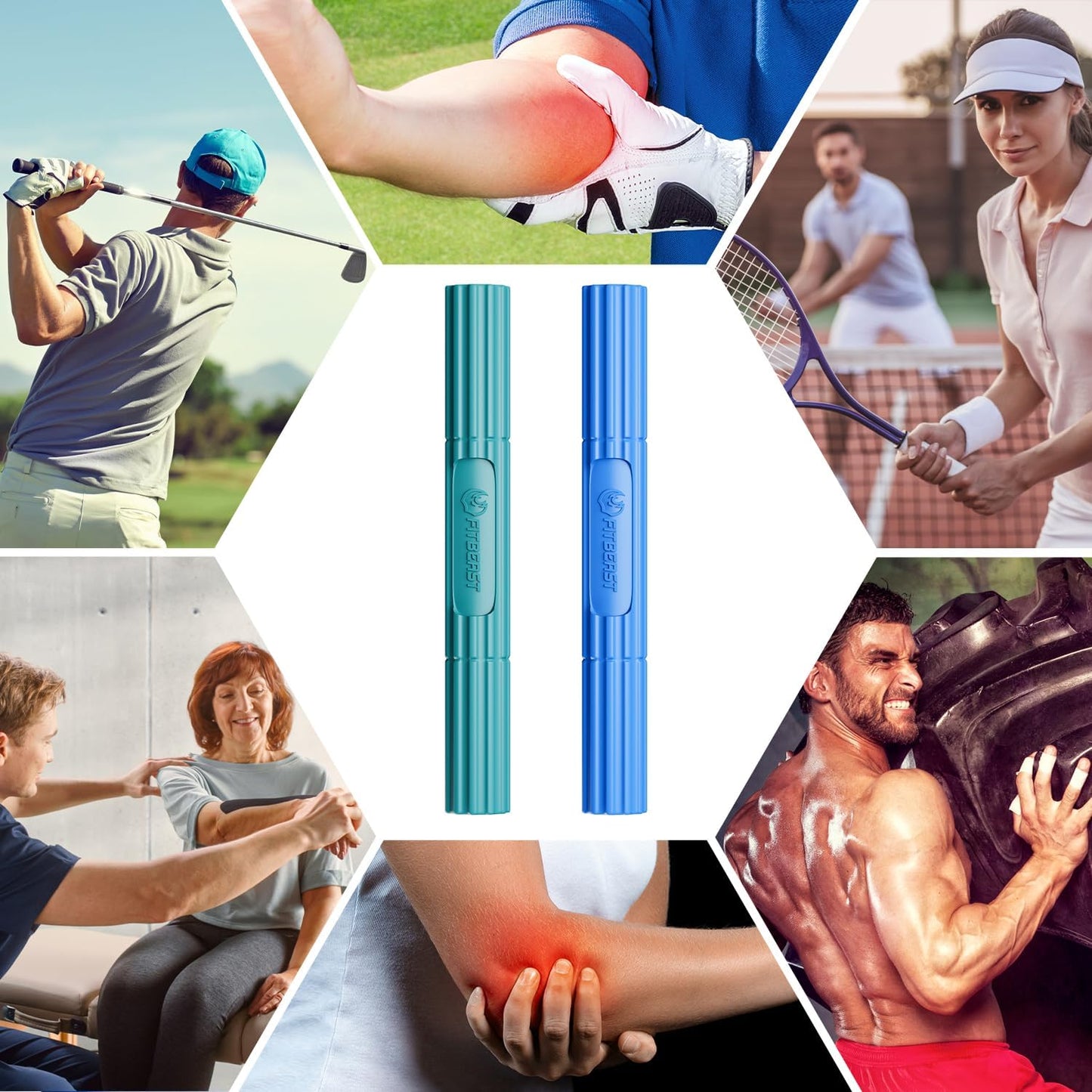 FitBeast Flex Therapy Bar, Tennis Elbow Therapy Bar - Ideal for Relieve Tendonitis Pain & Improve Grip Strength, Fitness Resistance Bar for Golfers Elbow & Tendinitis, Twist Bar for Physical Therapy