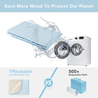 Bed Pads Washable Waterproof, 52" x 34" (2 Pack) Incontinence Bed Pads, Waterproof Mattress Protector & Washable Pee Pads, Perfect for Adults, The Elderly and Pets