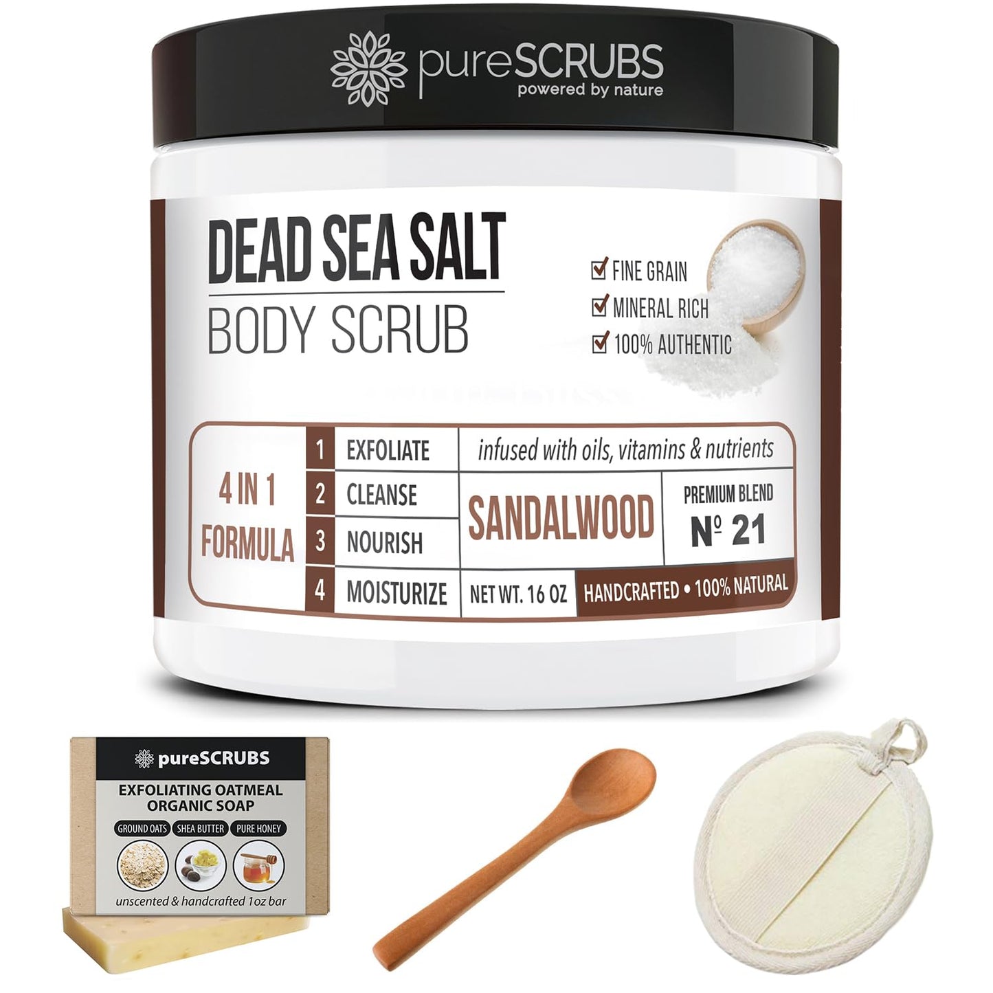 pureSCRUBS Premium Cucumber Body Scrub Set, Exfoliating Dead Sea Salt Scrub