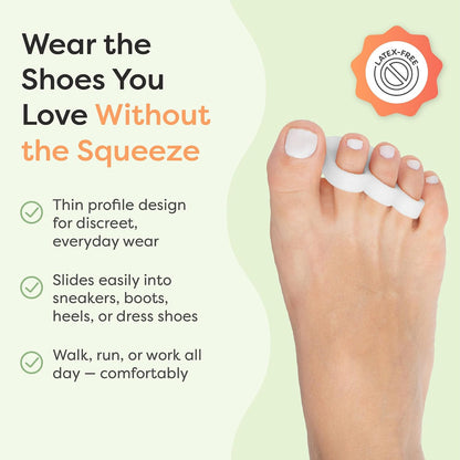 ZenToes Hammer Toe Corrector for Women & Men | Triple Loop Gel Toe Spacers & Separators | Realign Bent, Crooked, Curled, Claw, Hammertoes | Firm Support for Straightening | 4 Pack, Clear