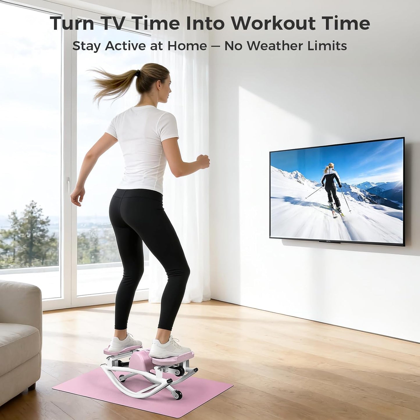 Rock Stepper Side to Side, Rocking Stepper with Lateral Motion, Compact Side Stepper for Home & Apartment, Low Impact Workout Machine (Black)