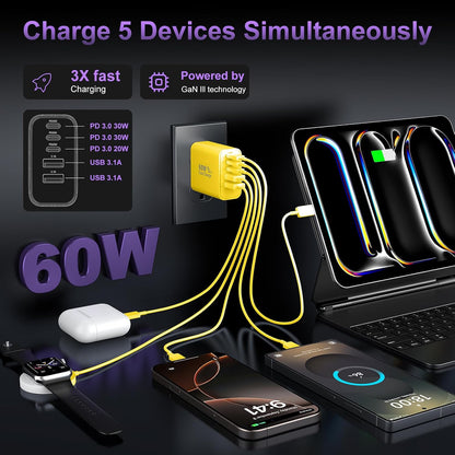 USB C Charger Block Fast Charging, 60W Phone Charger USBC Wall Plug Adapter