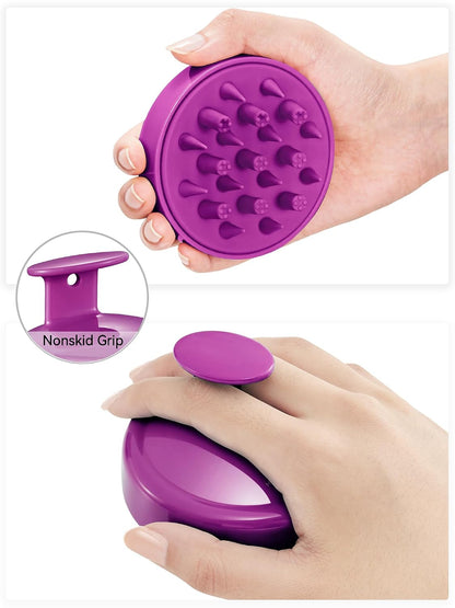 HEETA Hair Scalp Massager for Hair Growth, Shampoo Brush, Scalp Scrubber Exfoliator with Soft Silicone Bristles for Dandruff Removal to Relieve Stress, Wet Dry Use Updated Material, Beige