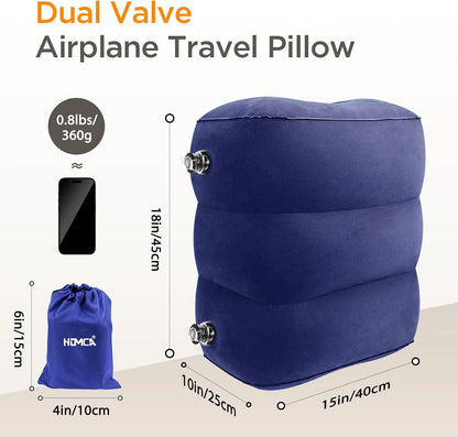 Inflatable Travel Foot Rest Pillow(2-Pack), HOMCA Adjustable Height Leg Pillow Fast Inflating Airplane Bed for Toddlers Footrest Pillow for Office, Airplane, Train, Cars, Home (Grey)
