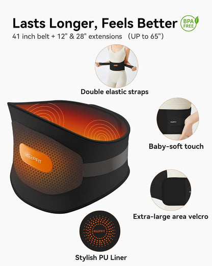 IKEEPFIT Portable Heating Pad for Back, FSA Eligible HSA, Cordless Heat Belt with Massager for Lower Back Pain Relief, Battery Powered 8000 mAh Rechargeable, MAXwarm 3.0, Gift for Women Men 90-310 lb