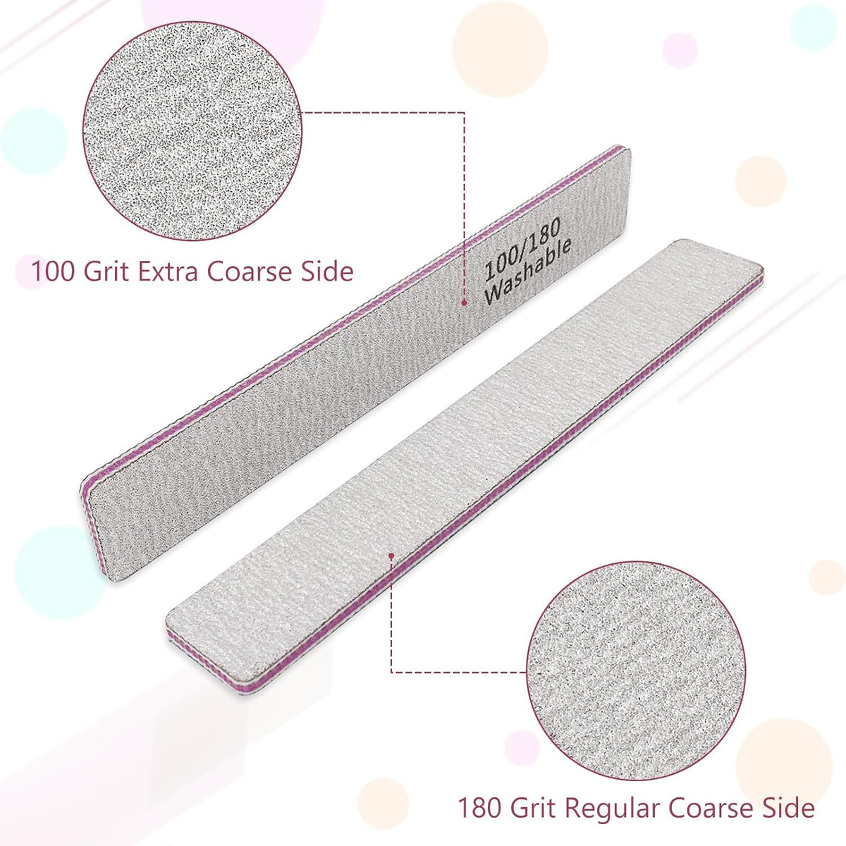 LNAUJS Professional Nail Files and Buffers Kit, Nail Sponge Buffer Blocks and 100/180 Grit Nail Files Set for Fingernail and Acrylic Nails