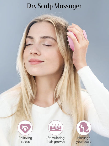 HEETA Scalp Massager Hair Growth, Soft Silicone Scalp Scrubber Shampoo Brush for Exfoliation, Dandruff Removal Head Massage Stress Relax, Wet & Dry Use for Thick Thin Curly Hair Care, Black