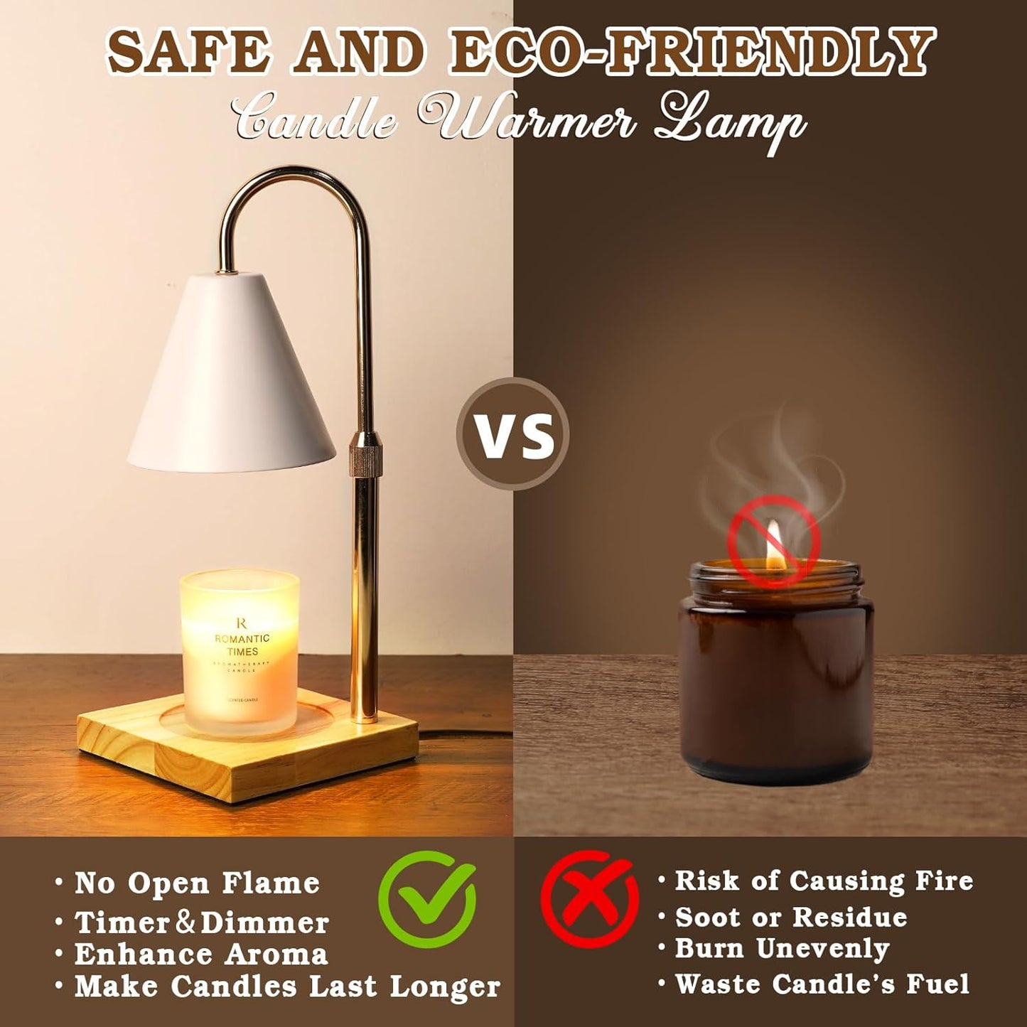 Modern Candle Warmer Lamp with Timer, Dimmable Candle Lamp Warmer, Mothers Day Birthday Gifts for Women Men, Black Candle Warmer, Adjustable Candle Light Warmer, Cozy Living Room Bedroom Home Decor