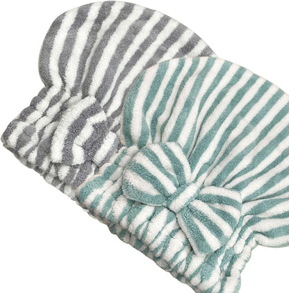 Jseng 2PC Microfiber Hair Drying Caps, Extrame Soft & Ultra Absorbent, Fast Drying Hair Turban Wrap Towels Shower Cap for Girls and Women