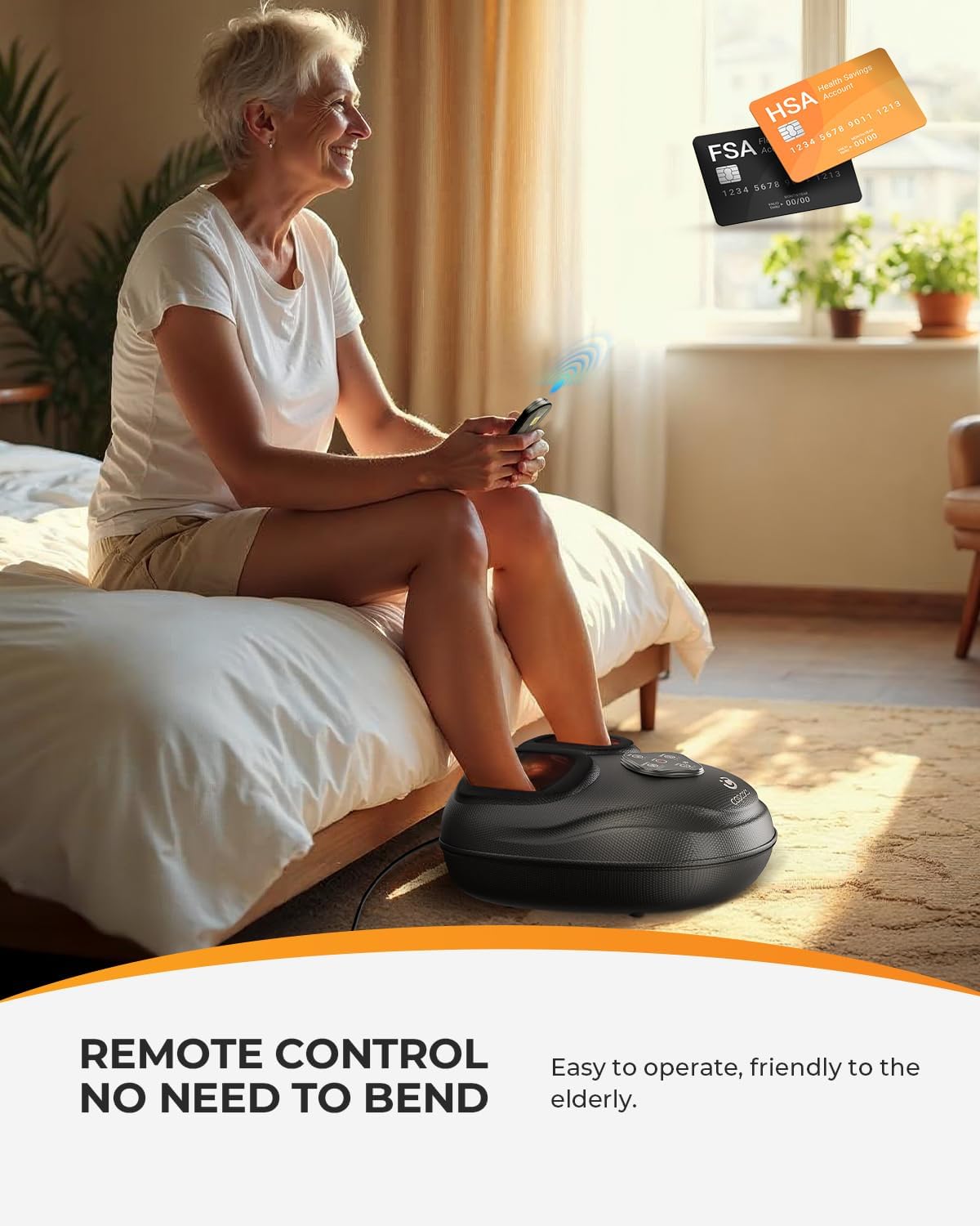 CooCoCo HSA Store Eligible Foot Massager with Heat, Plantar Fasciitis Feet Massager with Remote, Deep Kneading & Compression, FSA Foot Warmer for Home Office, Neuropathy Pain Relief for Feet
