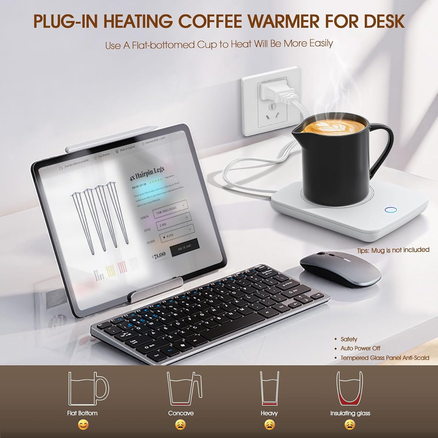 Misby Mug Warmer, Coffee Cup Warmer with Auto Shut Off, Gravity-Induction Coffee Warmer for Desk Use, Coffee Mug Warmer for Coffee Lovers Gift Keep Beverages Coffee Warmer (Black)