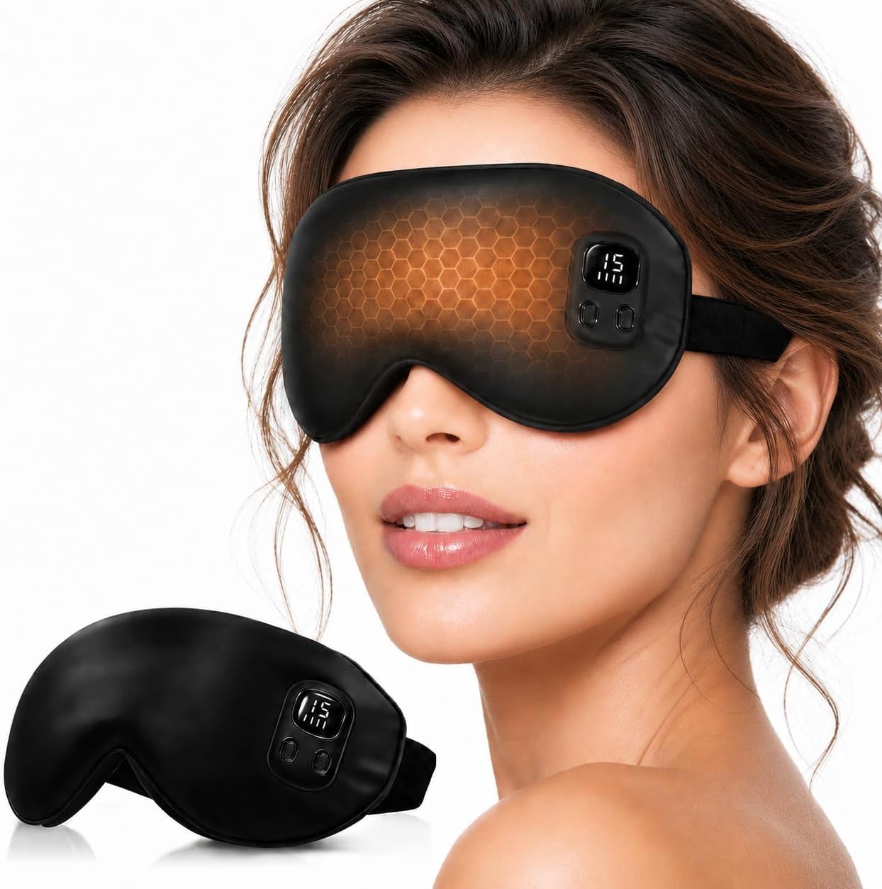 Cordless Heated Eye Mask-4 Heat Levels & 4 Timers Heated Eye Mask Rechargeable for Dry Eyes Warm Compress for Eyes Home Office Travel Sleep Soft Adjustable Portable Eye Mask Gift for Women Men