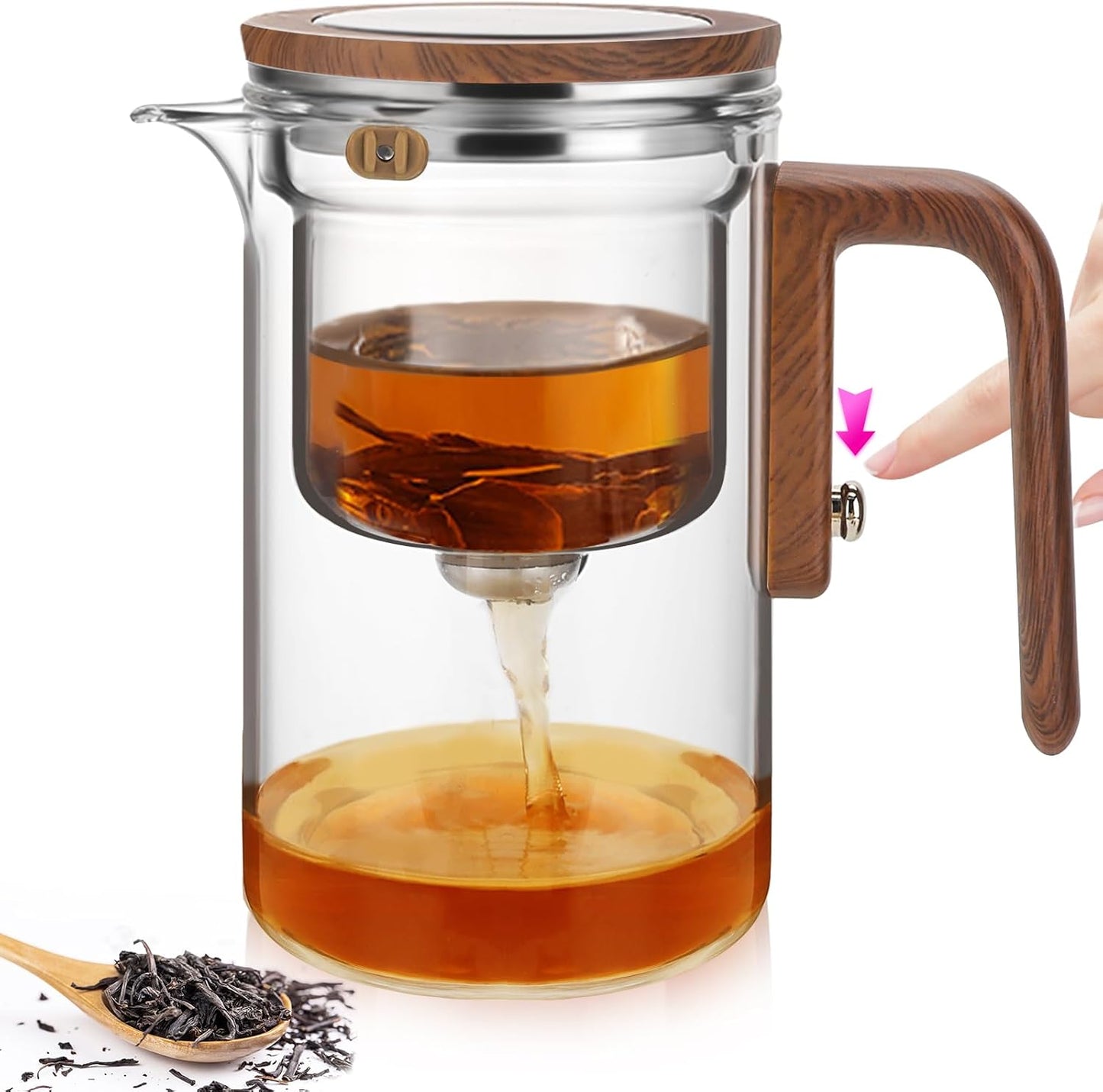 Enchanti Tea Pot, Glass Teapot with Removable Infuser, Magnetic Loose Leaf Tea Steeper, Magic Witchcraft Tea Pot with Strainer for Water Separation, Gift Package, 27oz/800ml