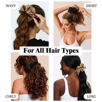 100% Mulberry Silk Scrunchies for Women, Oversized XL Hair Tie for Sleeping, Curly Thick or Thin Hair, No Damage Soft Silk Hair Accessory