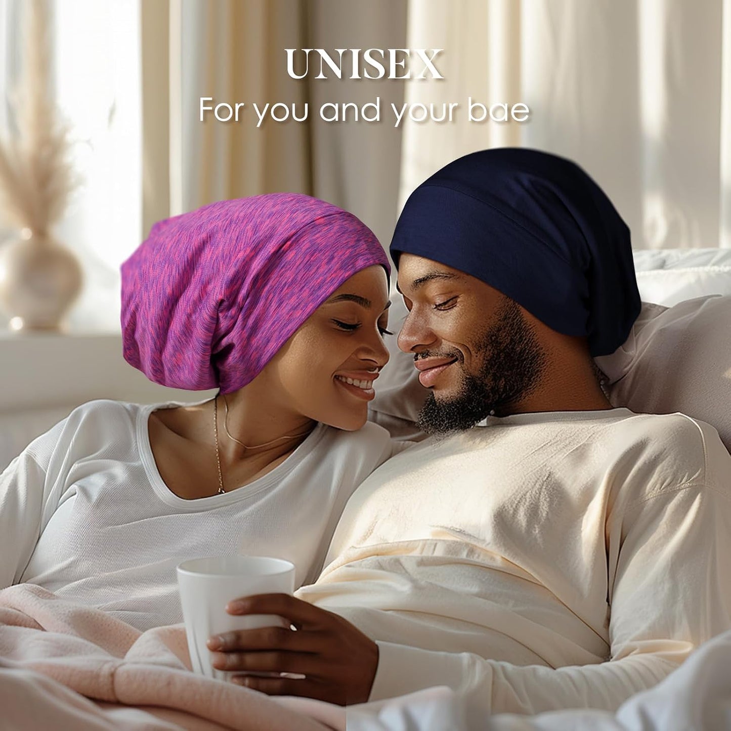 LULUSILK 100% Mulberry Silk Bonnet for Sleeping Women and Men, No More Frizzy Tangled Hair, Real Silk Sleep Cap for Curly Hair, Black, Pack of 1