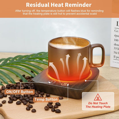 VOBAGA Mug Warmer& Coffee Mug Warmer for Office Desk Use, Candle Warmer with Three Temperature Settings, Coffee Warmer Plate for Cocoa Tea Water Milk with Auto Shut Off After 4 Hours, for Ideal Gifts