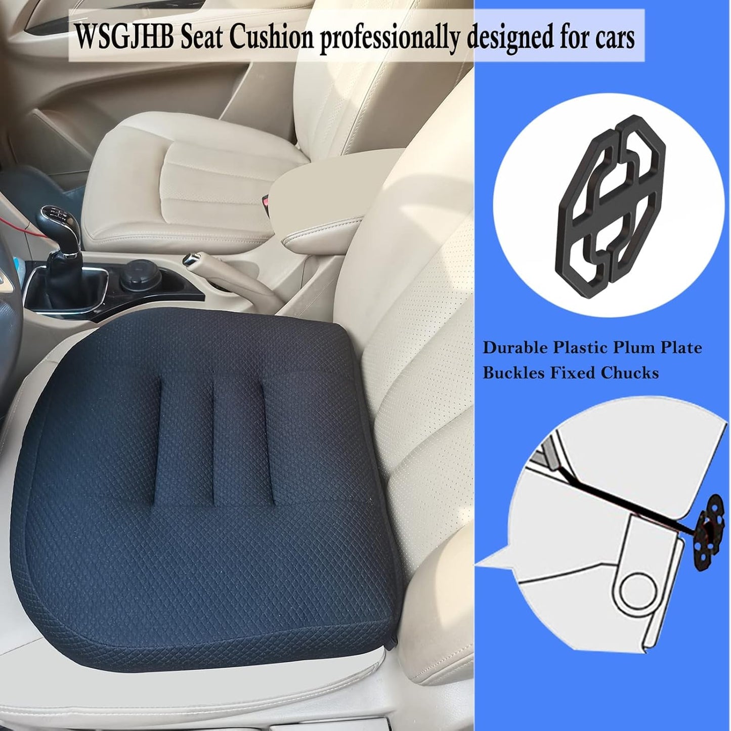 WSGJHB Car Booster Seat Cushion Posture Cushion for Long Sitting | Portable Breathable Mesh, Effectively Increase The Field of View Ideal for Office, Home, Car Angle Lift Seat Cushions,Black