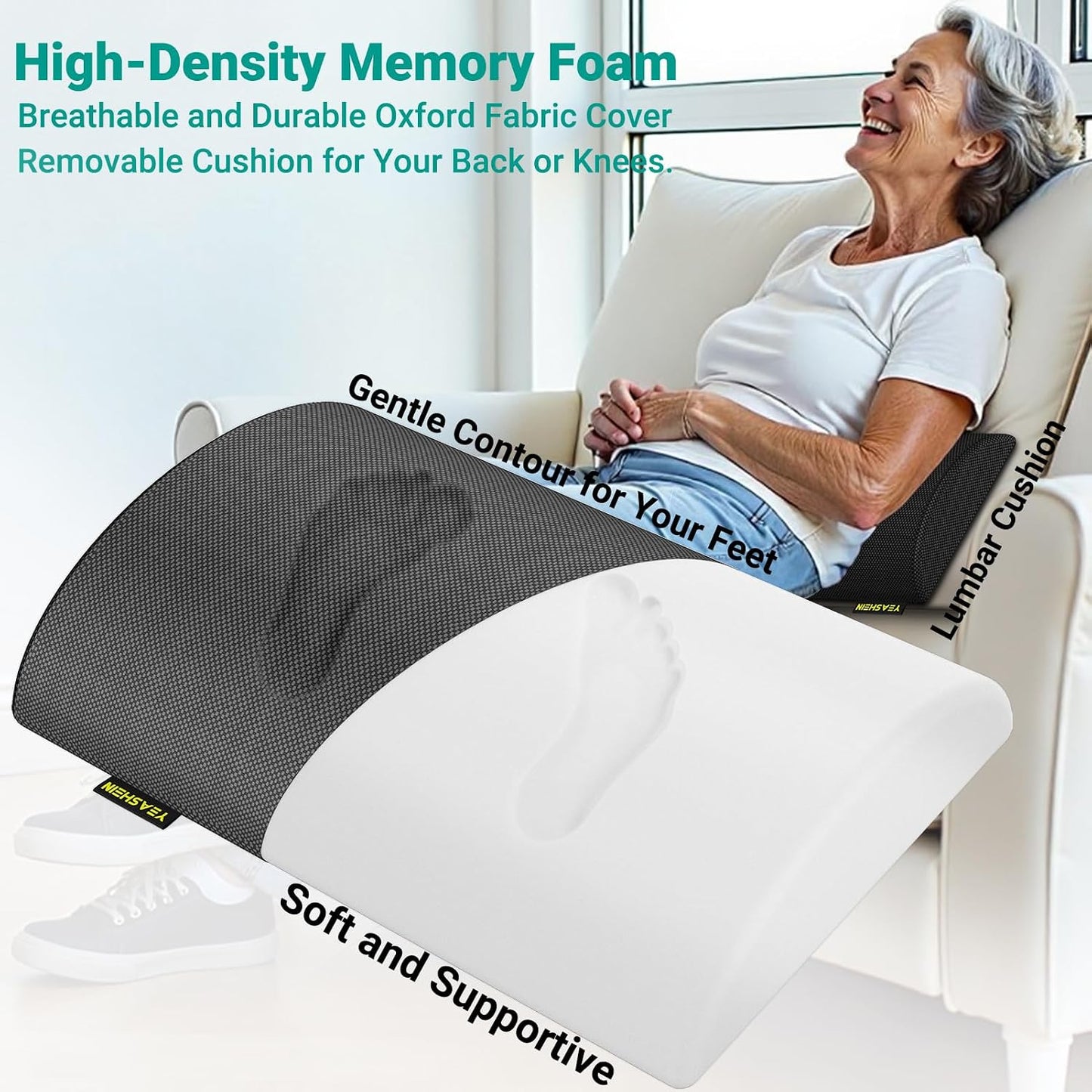 YEASHEIN Adjustable Foot Rest for Under Desk at Work, Ergonomic Under Desk Footrest with 6 Positions, Foot Stools for Under Office Desk Chair, Leg Rest for Home, Car, Computer, Gaming Accessories