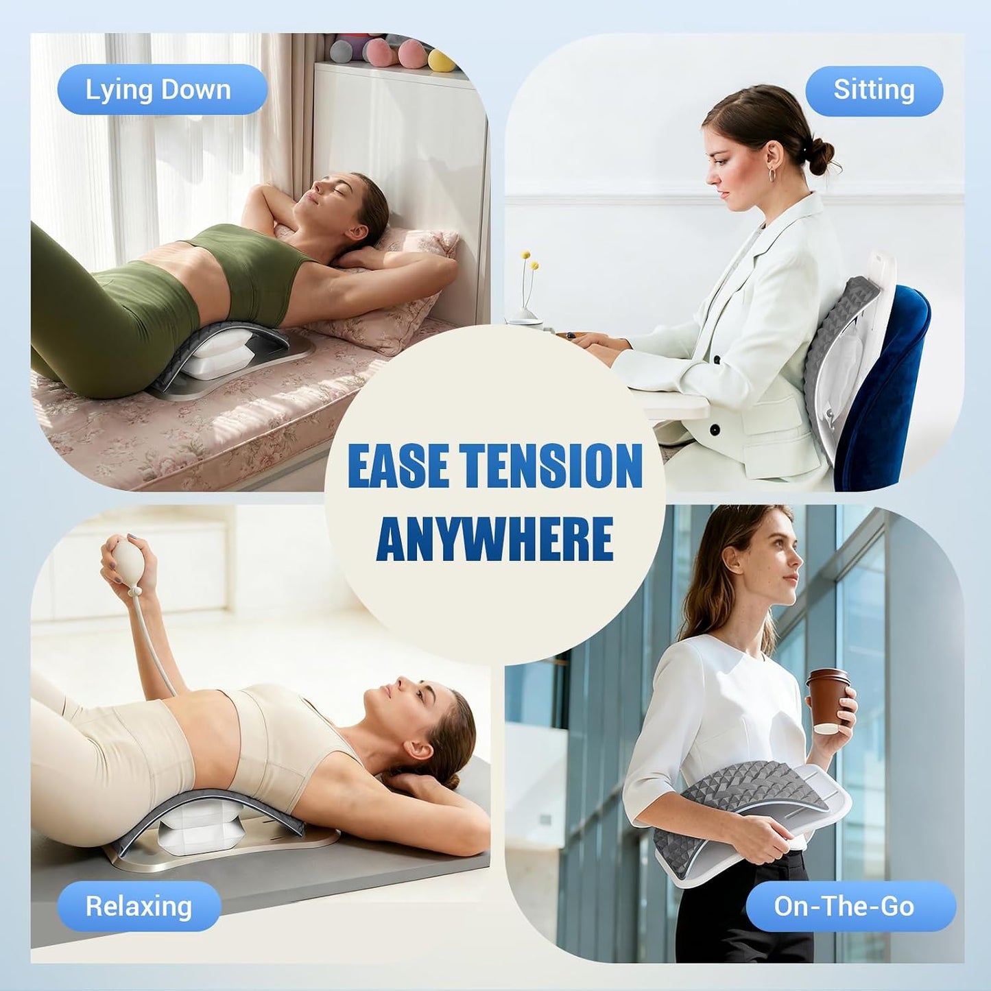 Back Stretcher for Lower Back Pain Relief, Adjustable Lumbar Support Board with Acupressure Points, Back Stretcher Board for Scoliosis, Spine Decompression Support