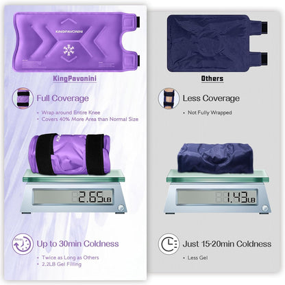 KingPavonini XXL Knee Ice Pack Wrap Around Entire Knee After Surgery, Large Reusable Gel Ice Pack for Injuries, Pain Relief, Swelling, Sports Injuries, 1 Pack (Blue)