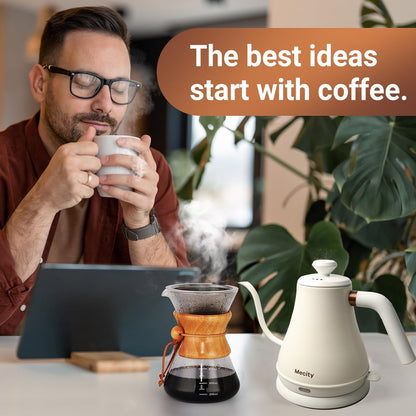 Mecity Electric Kettle Gooseneck Water Kettle Stainless Steel Tea Kettle Water Boiler Fast Heating, Auto Shut Off, 27 fl oz, 1000W, Stainless Steel