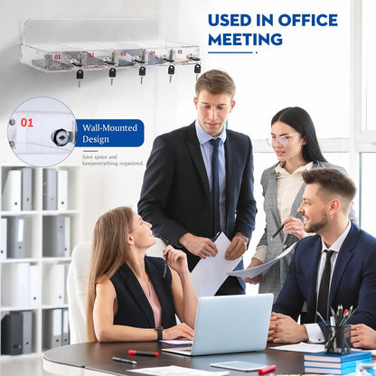 Threan 12 Slot Cell Phone Storage Box, Acrylic Clear Cell Phone Storage Cabinet Wall Mounted with Door, Locks and Keys for Office School Factory