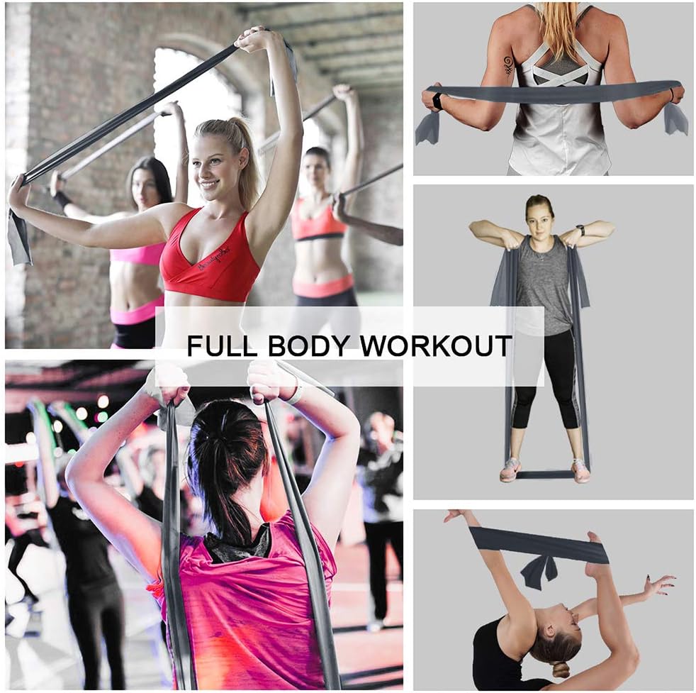 A AZURELIFE Resistance Bands,Professional Long Non-Latex Elastic Stretch Bands,Exercise Bands for Physical Therapy, Yoga, Pilates, Rehab, at-Home or The Gym Workouts, Strength Training