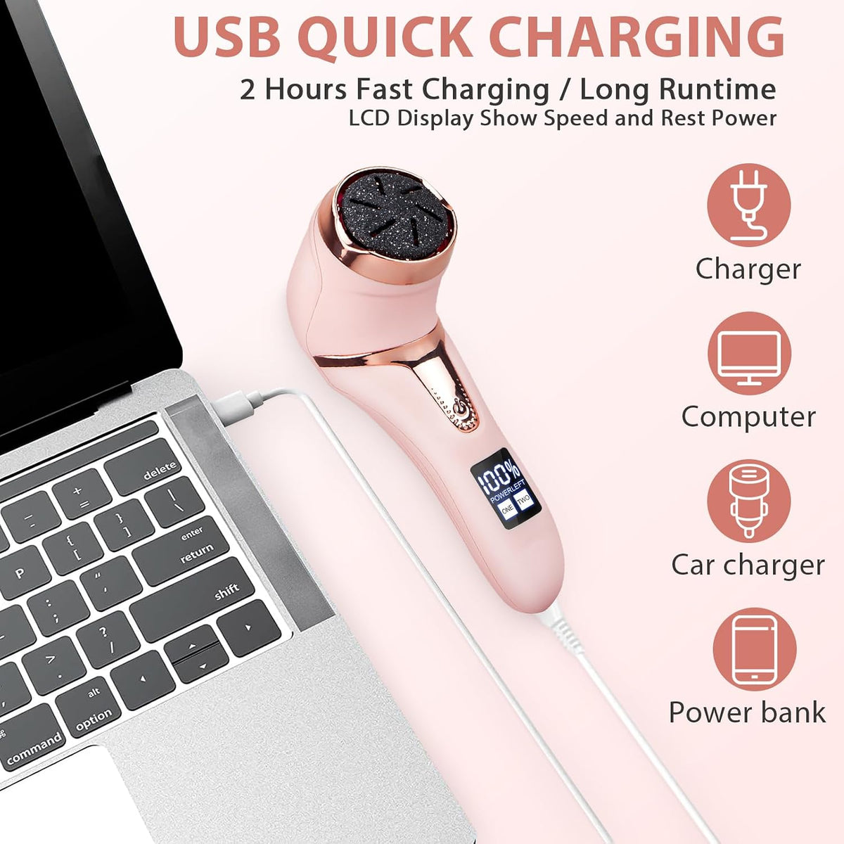 Electric Callus Remover for Feet with Vacuum, Professional Pedicure Tools Kit, Rechargeable Waterproof Foot File for Foot Care Deadskin Remover with 3Heads&2Speed,LCD Display