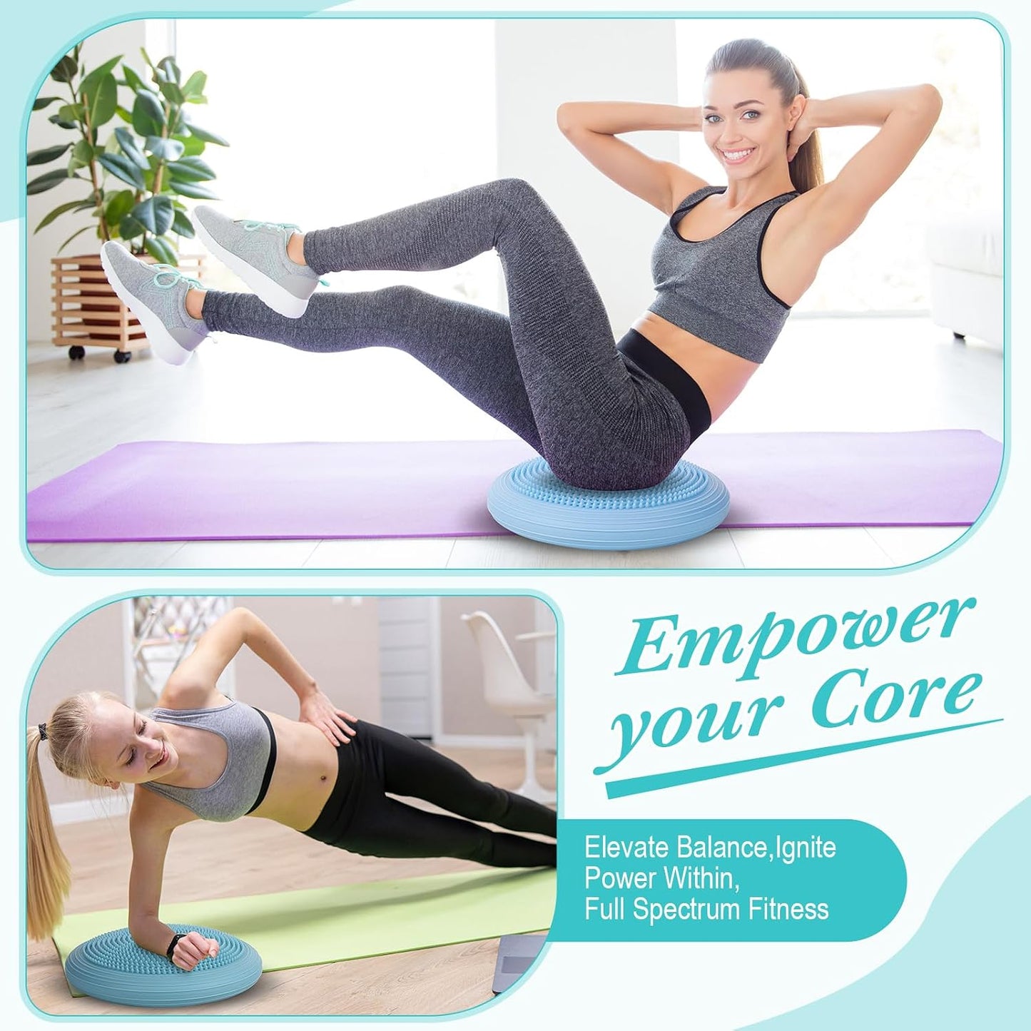 Libima 2 Pcs Wobble Cushion Wiggle Seat Flexible Sensory Seating Balance Disc Board for Men Women Physical Exercise Improving Posture Home Office