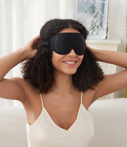 Alaska Bear Sleep Mask Silk Eye Cover with Shaped Pad, Machine Washable | Pressure-free Sleeping, Foam Insert, Upgrade Contour Over Conventional Flat Satin Eye Masks