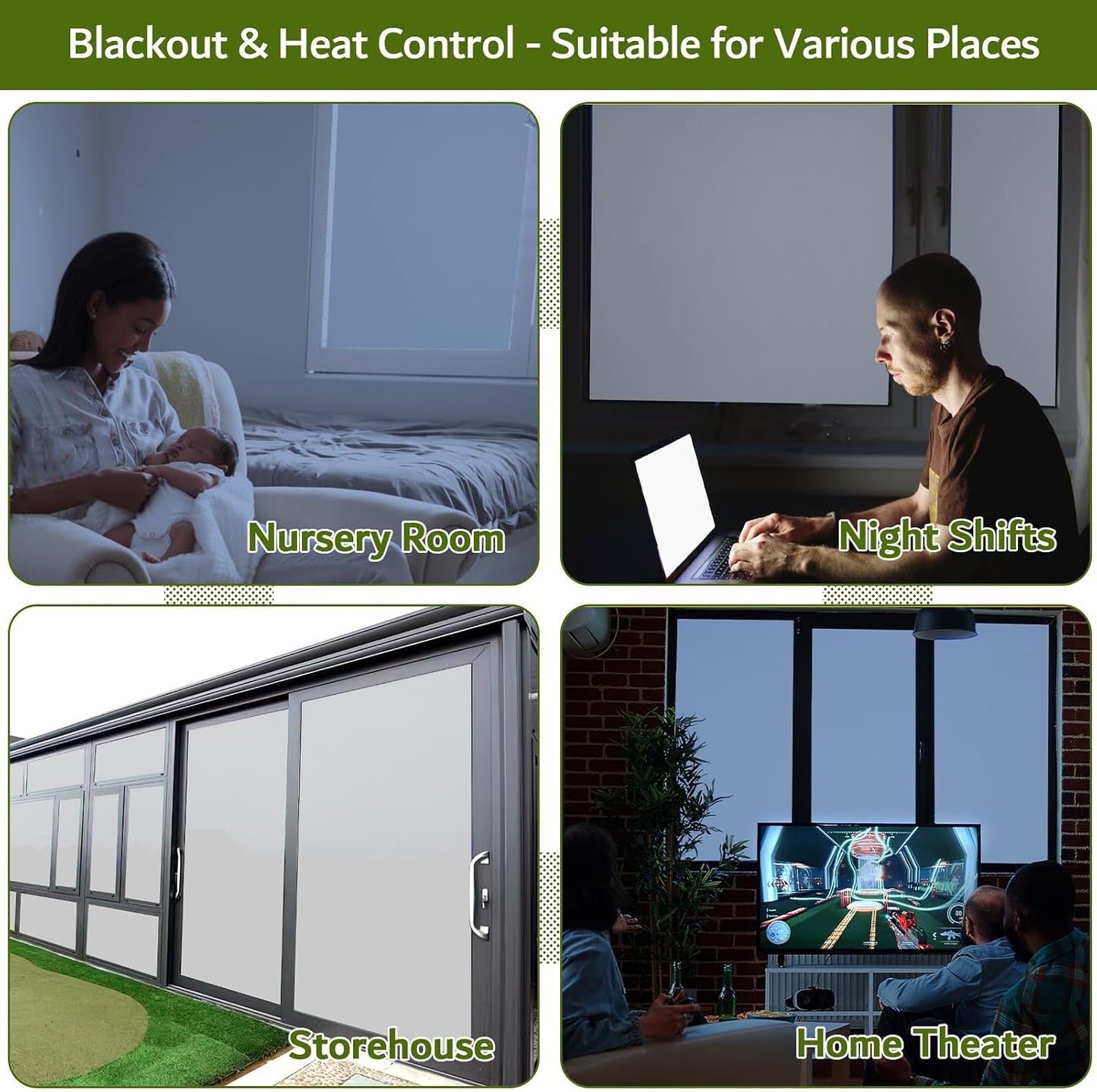 VELIMAX Static Cling Total Blackout Window Film Privacy Room Darkening Window Tint Black Window Cover 100% Light Blocking No Glue (17.7 x 78.7 inches)