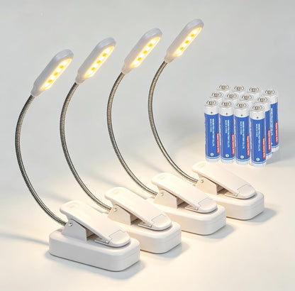 4 Pack Reading Light with 3 Color Temperature, 6 LED Book Clip Lamp for Reading in Bed, Easily Clip on to a Small Mini Lightweight Book Lights for Read Book Lovers
