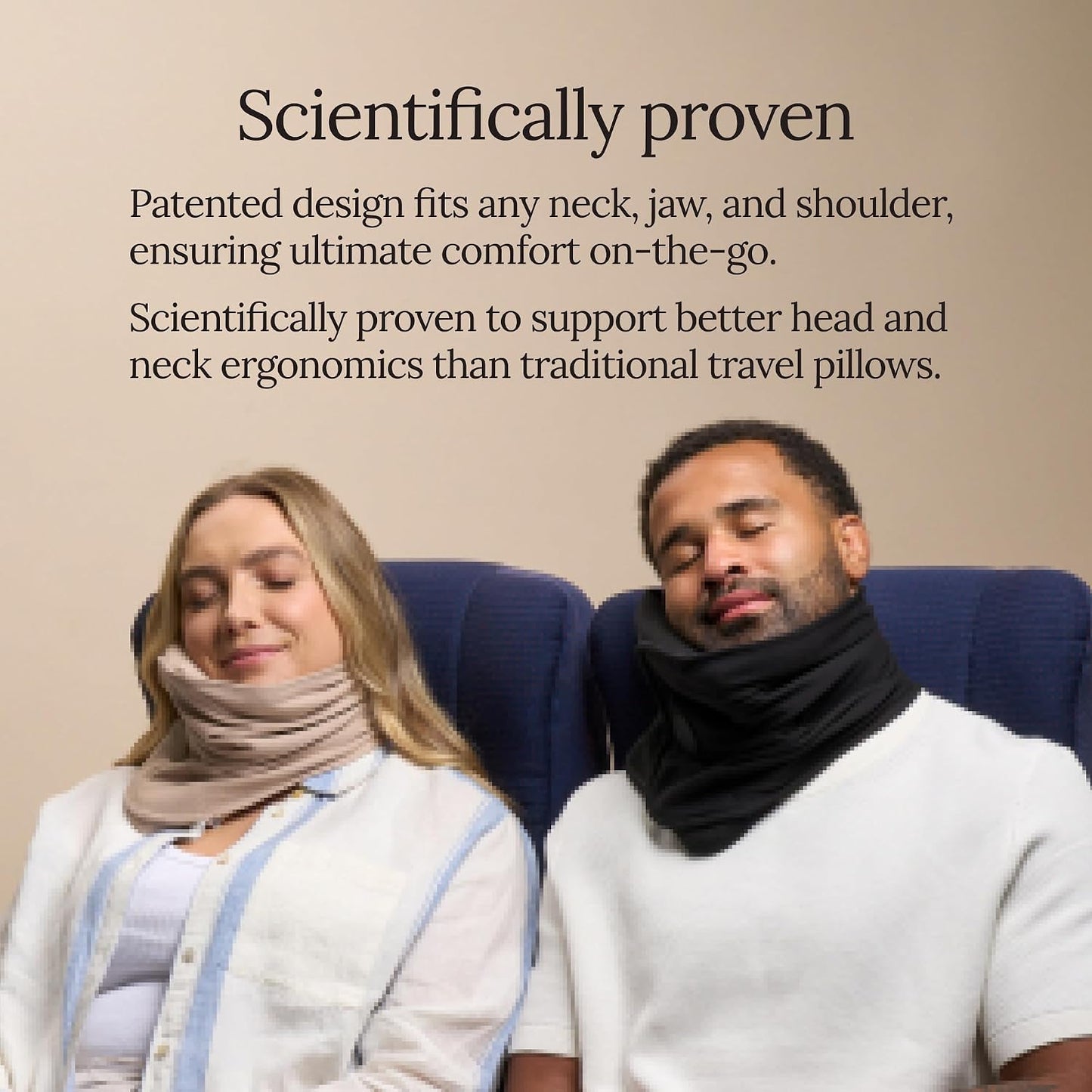 Trtl Travel Pillow Original 2.0 – Scientifically Proven Super Soft Travel Pillow with Premium Head & Neck Support – for Airplane Travel – Machine Washable – Lightweight & Compact – Sand Beige