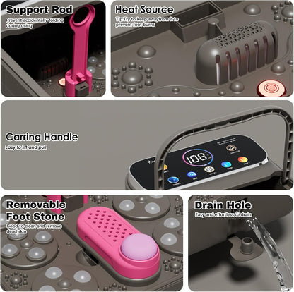 Ranjova Foot Spa Electric Rotary Massage, with Color Touch Screen and Remote Control, Foot Bath Massager with Heat, Bubble, Adjustable Temp, and 24 Motorized Shiatsu Massage Balls (Dark Grey)
