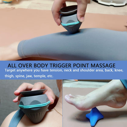 2Pcs Trigger Point Massage Tool, Massager Ball for Psoas Myofascial Release | Deep Tissue Muscle Knots Relief, Physical Therapy, Foot Plantar Fasciitis Pain Recovery, Manual Pressure with Suction Cup